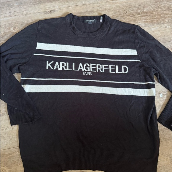 Karl Lagerfeld Men's Sweater in Black and White Spell out XL - Picture 3 of 6